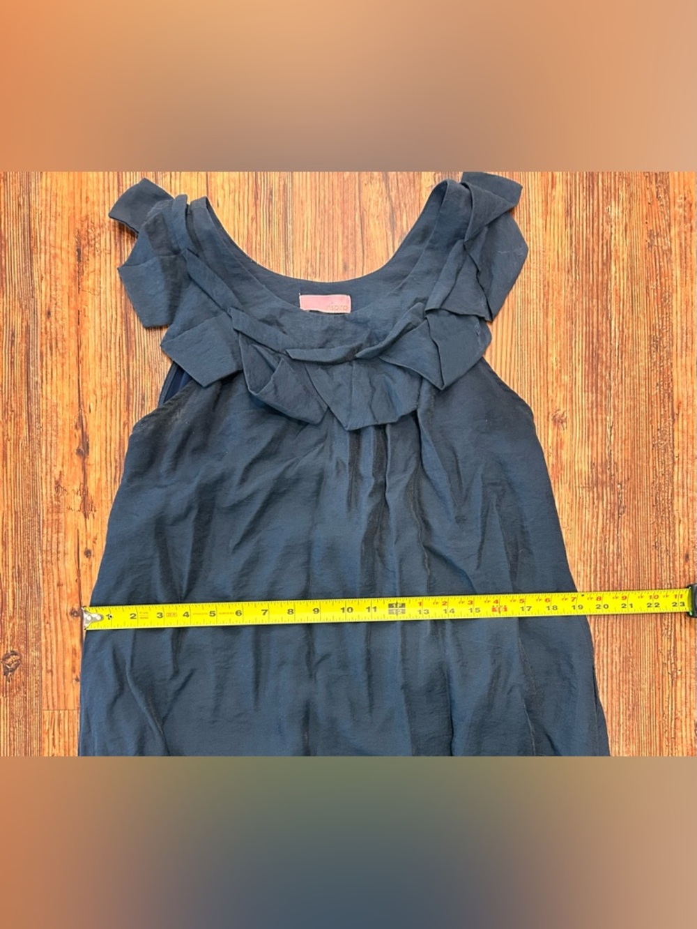 Navy Bubble Hem Mini Dress Ruffle Neck Resort Cocktail Chic Small - Picture 4 of 5